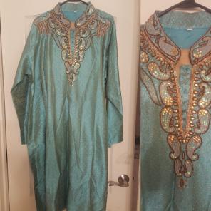 Turquoise blue men's Kurta pajama