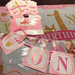 1st birthday decorations pink and gold