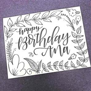 Custom Hand-lettered Birthday Card