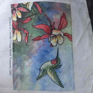 Stitched hummingbird decor