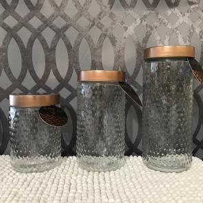 Glass Canisters With Rose Gold Covers