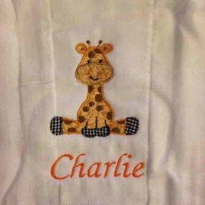 Giraffe burp cloth. FIRM PRICING.