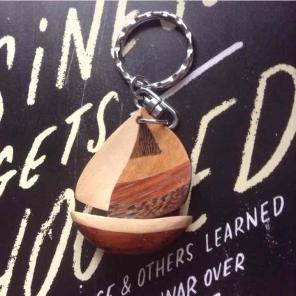 Handmade Wooden Sailboat Keychain