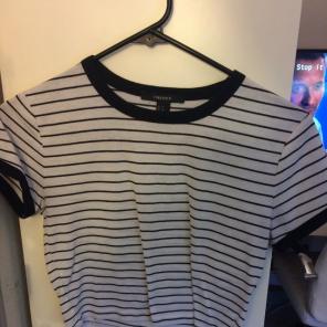 black and white striped crop top