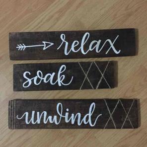 Bathroom wood signs / rustic decor