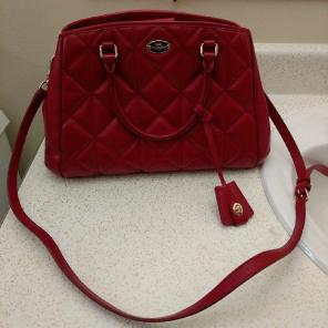 Coach Quilted red leather satchel