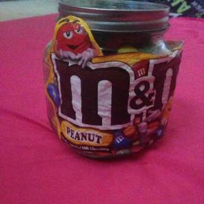 M&M filled mason jar