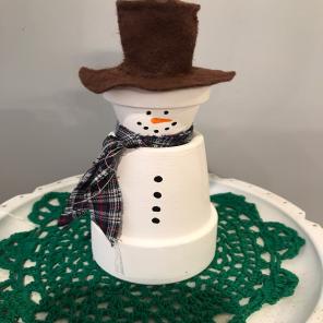 Handmade Clay Pot Snowman Home Decor New