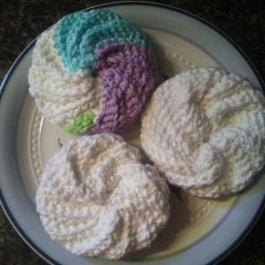 Set of 3 spiral dish scrubbies 100% cott
