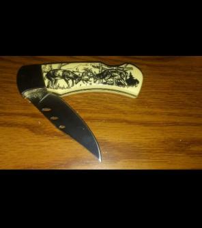 Scrimshaw Pocket Knife Grace & Power