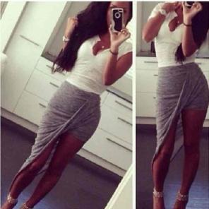 Grey asymmetrical skirt