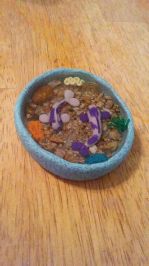 Purple resin koi fish pond.