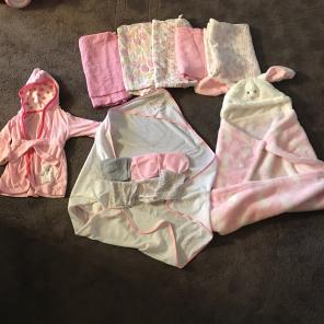 Baby Girl Lots Blankets Robe Towel