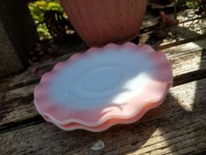 2 Pink Hazel Atlas Crinoline Saucers