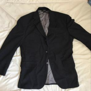 Mens 38S Suit J. Ferrar Black Striped