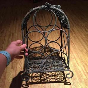 Metal 5 bottle wine rack blue green