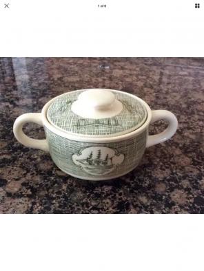 Vintage Currier&Ives Lidded Sugar-Bowl