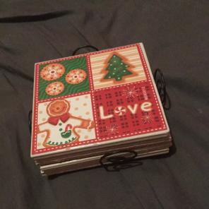 4 Christmas Coasters With Stand