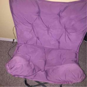 purple chair, very comfy
