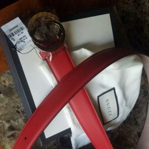 Authentic Red Leather Gucci Belt