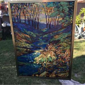 Signed Louis C Tiffany Stained Glass