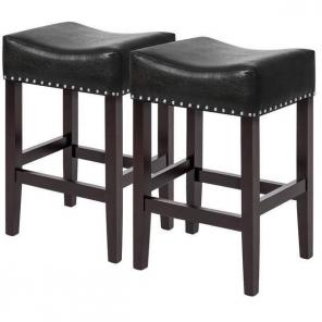 Black Leather Stools w/ Silver Studs