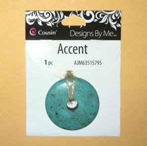 1 Turquoise Painted Round Stone Pendant.