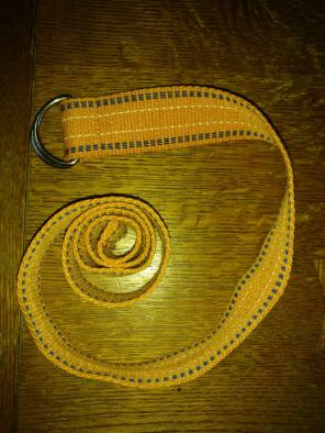 Orange belt w/ blue and white stitching