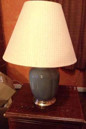 Light blue gold base and accent lamp.