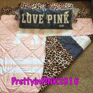 VS PINK LEOPARD BEDDING BODY PILLOW SET