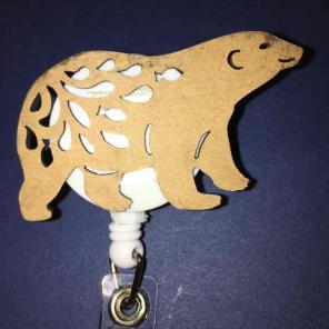 Wooden Bear ID Badge Holder Nurse RN MD