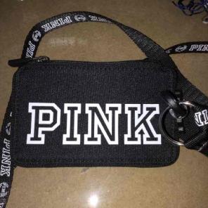 Pink Wallet ID Holder With Lanyard