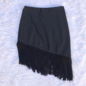 Express Asymmetrical Black Fringe Skirt