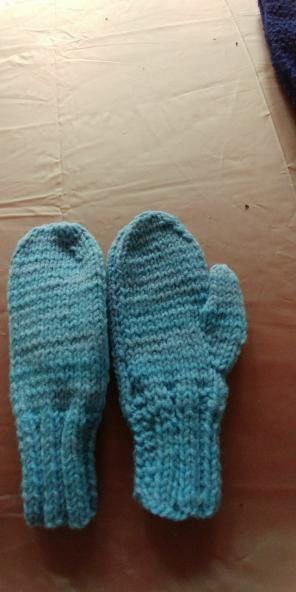 Hand knitted mittens