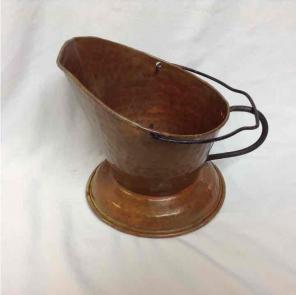 Vintage hammered copper coal bucket