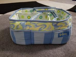 Diaper caddy with handles. Dr suess