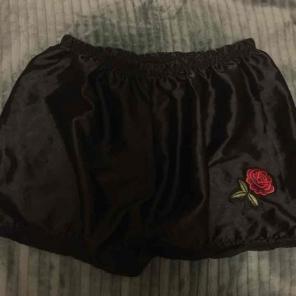 Silly Black Rose Print Shorts