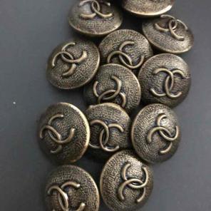 Bronze CC coco buttons antique authentic