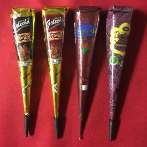 1 X BLACK RED BROWN PURPLE HENNA CONES