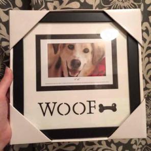 "WOOF" black dog picture frame