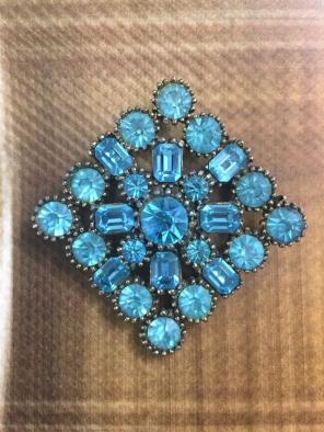 Vintage Blue Rhinestone Brooch