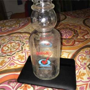 Marigold glass milk bottle