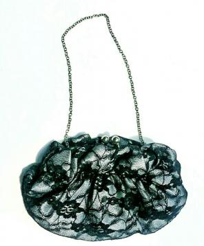 Vintage Black Lacey Clutch