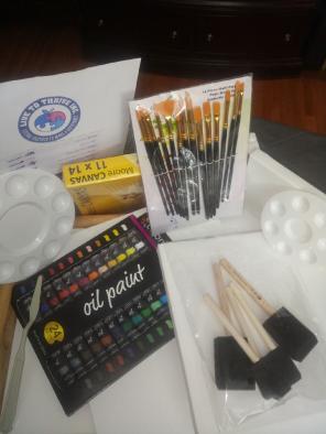24 Oil paints, 7 canvas, 20 brushes, +++