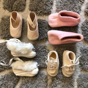 Lot of 4 Vintage Reborn Baby Doll Shoes