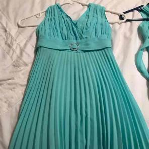Teal girls flower girl dress