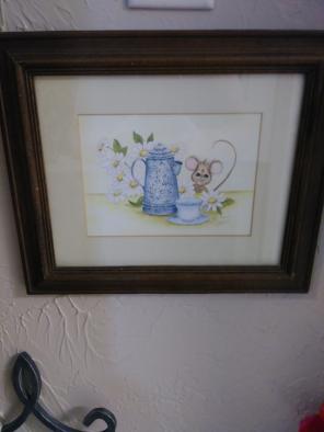 Hand drawn Mouse & Tea signed picture