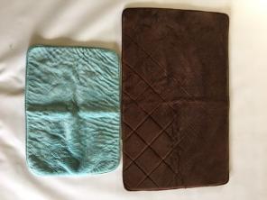 2 Memory Foam Bath Mats Brown & Blue