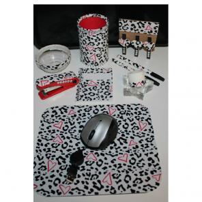 Cheetah print office desk accessory set