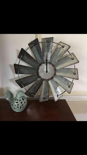 Metal Windmill Wall Clock